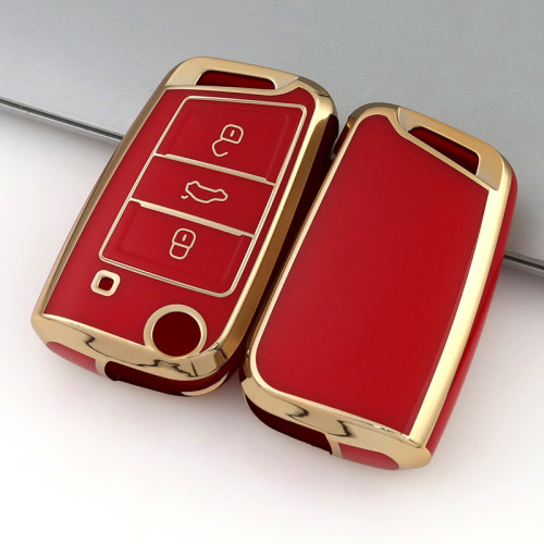 Gold TPU Car Key Cover For  Volkswagen Key Protect Case