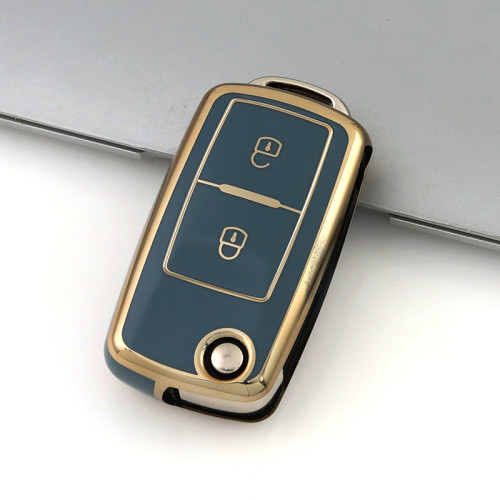 Gold TPU Car Key Cover For  Volkswagen  Key Protect Case