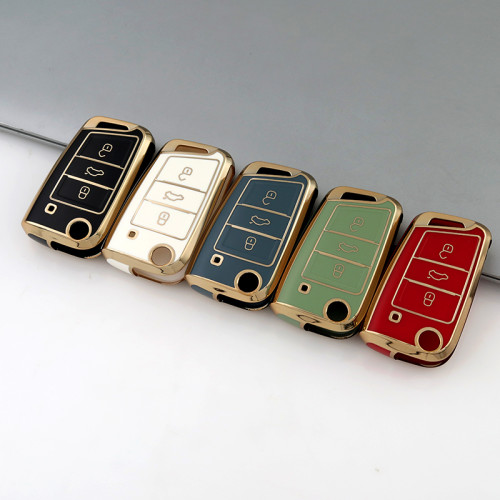 Gold TPU Car Key Cover For  Volkswagen Key Protect Case