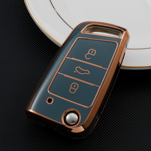 Gold TPU Car Key Cover For  Volkswagen  Key Protect Case