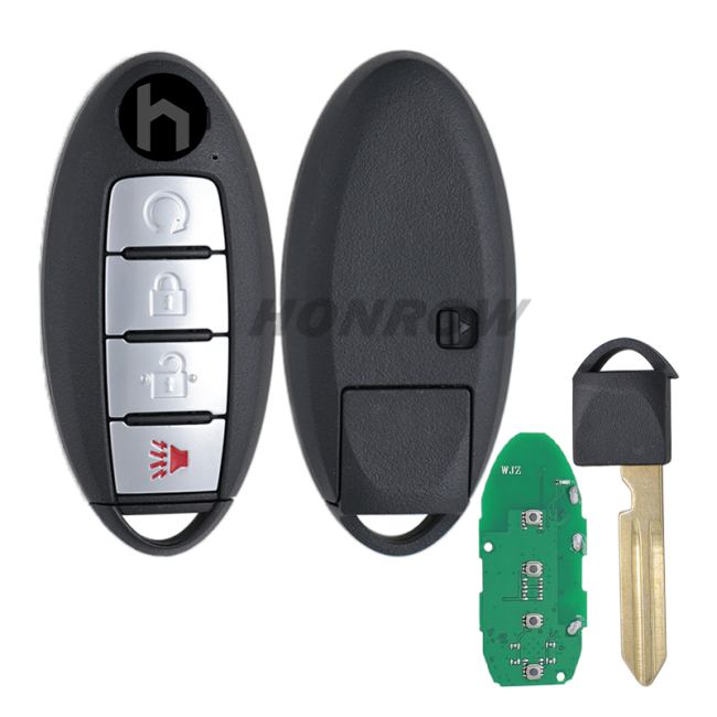 For Nissan 4 Button Keyless Car Remote Smart Key Fob with 433.92MHz 4A Chip Continental NR: S180144904 FCC ID: KR5TXN7