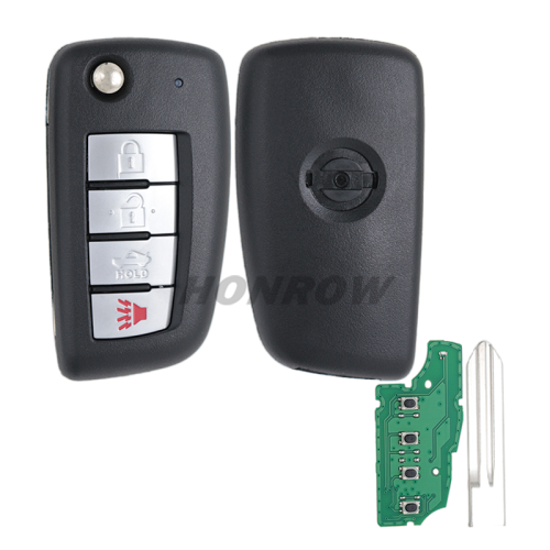 For Nissan 4 button remote key with 433mhz electronic wave modle