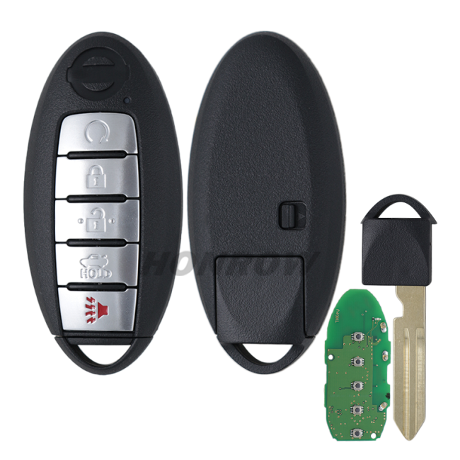 For Nissan 5 button Smart Remote Car Key With  433.92MHz  PCF7945/HITAG AES (4A CHIP) FCCID: KR5TXN4  CONTINENTAL# : S180144803