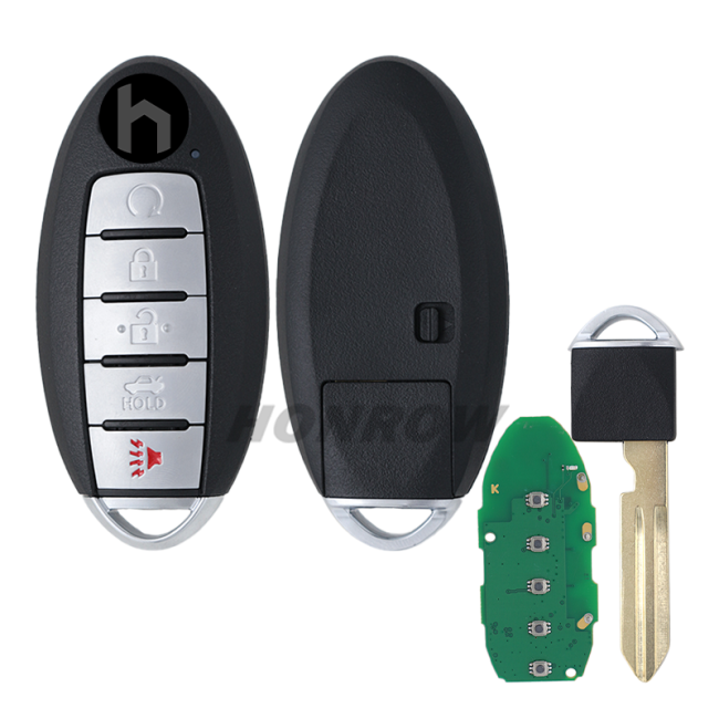 For Nissan 5 Button Keyless Car Remote Smart Key Fob with 433.92MHz 4A Chip Continental NR: S180144905 FCC ID: KR5TXN7