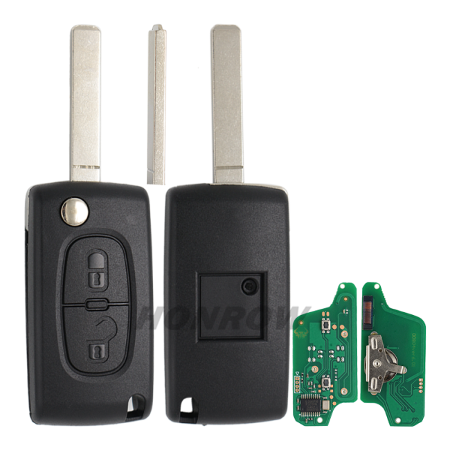 For Peugeot ASK 2 button flip remote key with VA2 307 blade 433Mhz PCF7941 Chip (Before  2011 year)