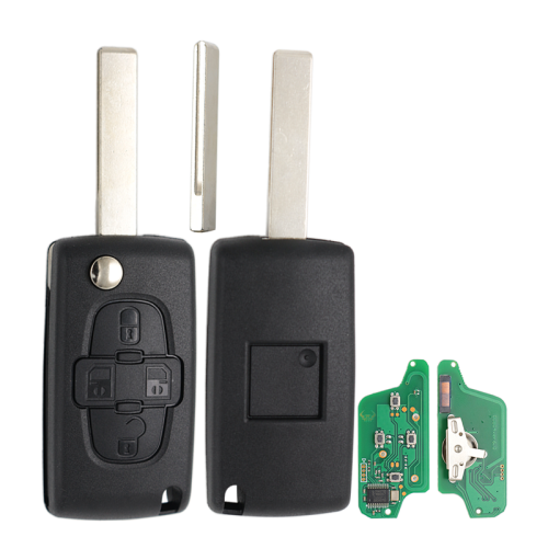For Peugeot ASK 4 button flip remote key with HU83 407 blade 433Mhz PCF7941 Chip (Before 2011 year)