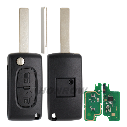 For Peugeot 2 button flip remote key with HU83 407 blade 433Mhz ID46 PCF7961 Chip FSK Model