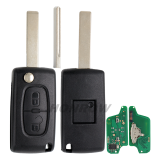 For Peu FSK 2 button flip remote key with HU83 407 blade 433Mhz 46 Chip