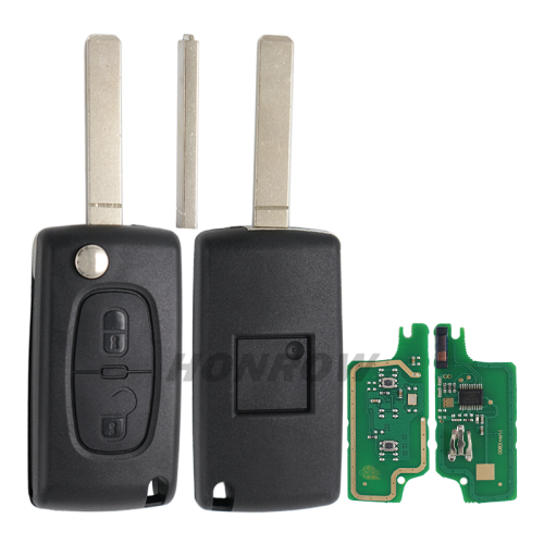 For Peugeot 2 button flip remote key with VA2 307 blade 433Mhz ID46 PCF7961 Chip FSK Model