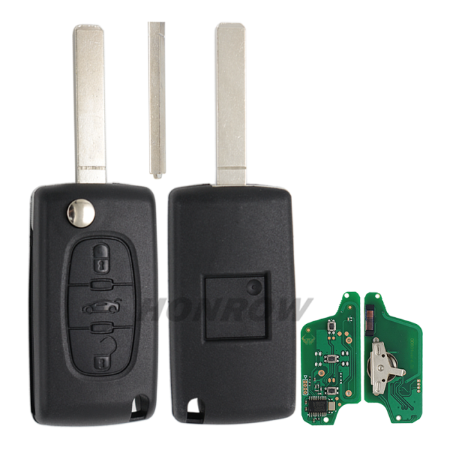 For Peu FSK 3 button flip remote key with VA2 307 blade (With trunk button)  433Mhz 46 Chip