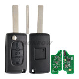 For Peu 3 button flip remote key with HU83 407 blade  (With Light button) 433Mhz ID46 PCF7961 Chip ASK Model