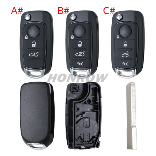 For Fiat 3 /4 button flip remote key blank with SIP22 without logo, please choose the key button