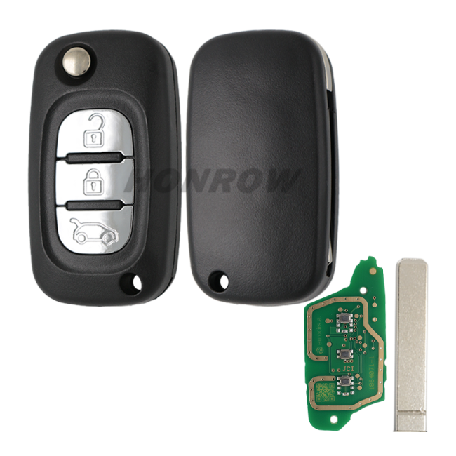 After Market For Renault Fluence 3 button remote key with 433Mhz ID46 Chip PCF7961