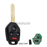 For Subaru Tribeca Legacy Outback 3 button with 433MHz  4D60 4D62 4D82G chip Remote Car Key Fob  FCC ID: CWTWBU766 P/N: 57497-AJ00A