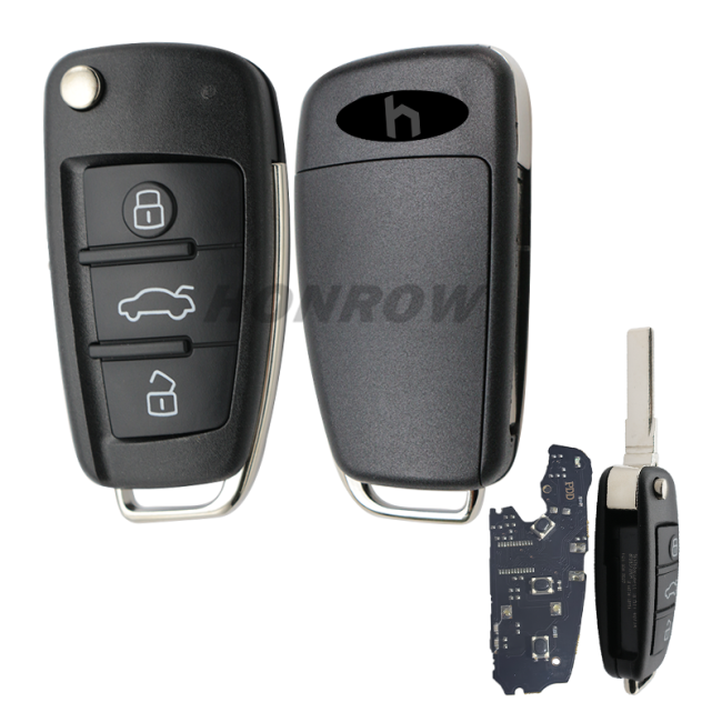 For Audi  MQB 3B flip remote key with ID48 chip 434mhz ASK model black pcb board