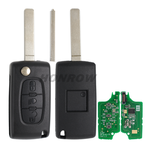 For Cit 3 button flip remote key with VA2 307 blade (With Light button)  433Mhz ID46 PCF7961 Chip ASK Model