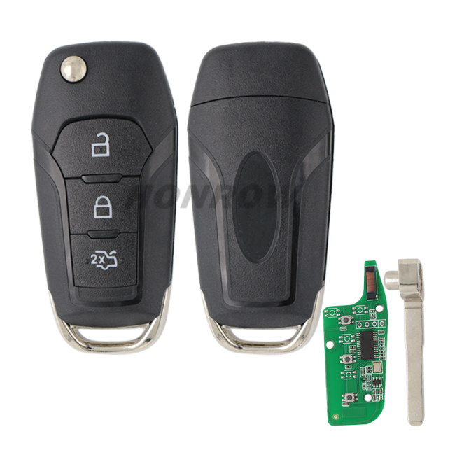 For  Ford 3 button remote key with Hitag Pro chip-434mhz with HU101 blade