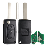 For Cit FSK 3 button flip remote key with HU83 407 blade  (With Light button) 433Mhz PCF7941 Chip