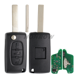 For Cit FSK 3 button flip remote key with HU83 407 blade ( With trunk button) 433Mhz PCF7941 Chip