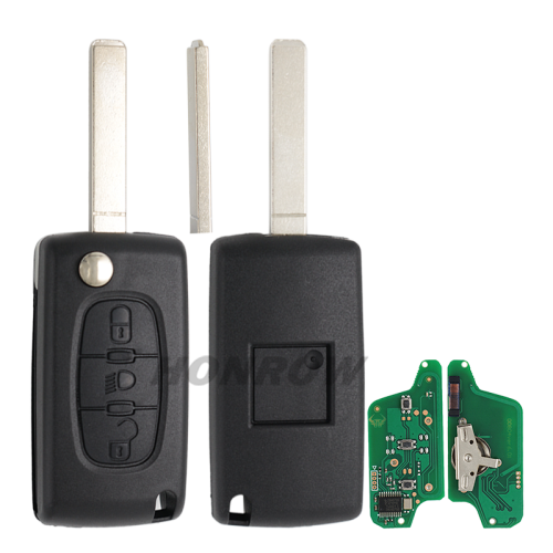 For Cit FSK 3 button flip remote key with VA2 307 blade (With Light button)  433Mhz PCF7941 Chip