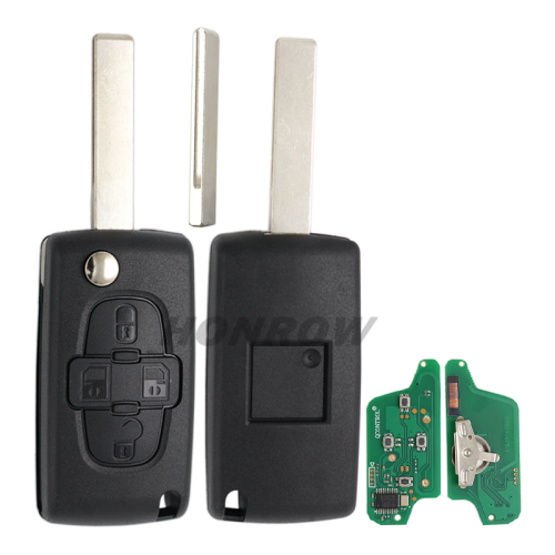 For Cit FSK 4 button flip remote key with HU83 407 blade 433Mhz PCF7941 Chip