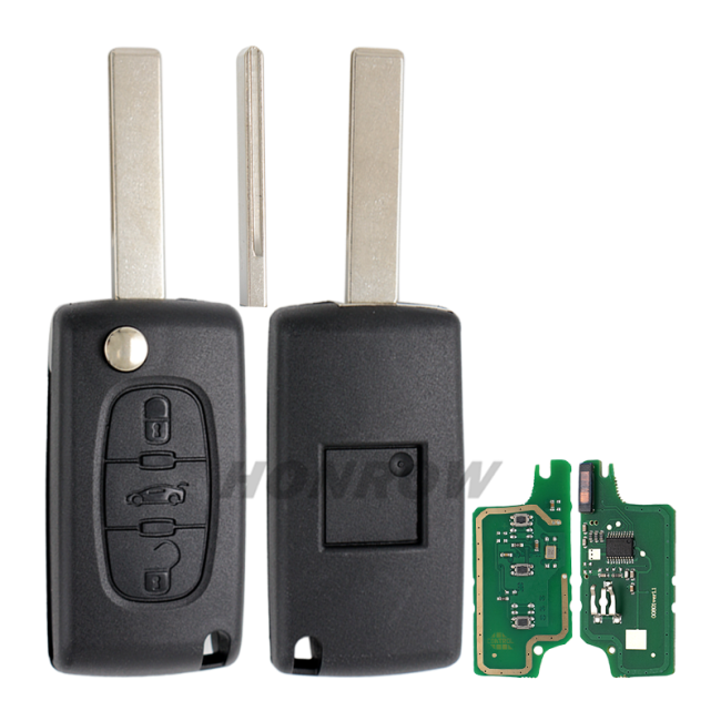 For Cit 3 button flip remote key with HU83 407 blade ( With trunk button) 433Mhz ID46 PCF7961 Chip FSK Model
