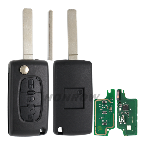 For Cit 3 button flip remote key with VA2 307 blade (With Light button)  433Mhz ID46 PCF7961 Chip FSK Model