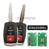 2+1 Button ID46 Chip 433MHz Left/Right Blade Car Remote Key For Proton