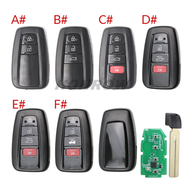 LONSDOR LT30-01 4 button smart key with TOYOTA 4A UNIVERSAL SMART KEY BOARD NUMBER 2000 2561 1320 2550 01 10 SUPPORTED MODELS： COROLLA(2019-)  LEVIN(2019-) COROLLA CROSS(2019-)  ALLION(2016-) CAMRY(2024-)