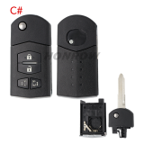 For Mazda 4 button flip remote key shell