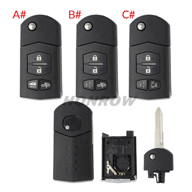 For Mazda 4 button flip remote key shell