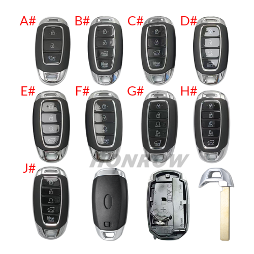 For 2021 new Hyundai 3/4/5 button smart remote key blank with battery clamp