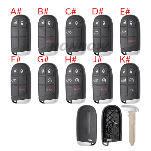 For Chrysler 2/2+1/3/3+1/4+1/5 button remote key shell