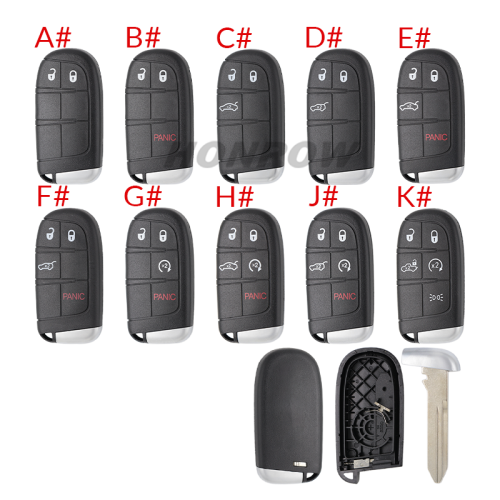 For Chrysler 2/2+1/3/3+1/4+1/5 button remote key shell without logo