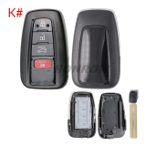 For Toy 3 button remote key blank can put vvdi toyota smart pcb card with logo