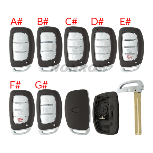 For Hyundai 3 button/4 button/3+1 button remote key Blade with battery clamp