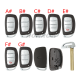For Hyundai 3 button/4 button/3+1 button remote key Blade without battery clamp