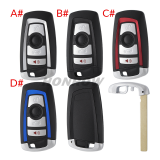 For BMW 7 series 3+1 button  remote key blank with Key Blade