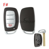 For Hyundai 3 button/4 button/3+1 button remote key Blade without battery clamp