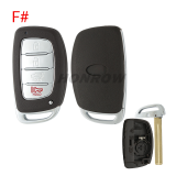For Hyundai 3 button/4 button/3+1 button remote key Blade with battery clamp