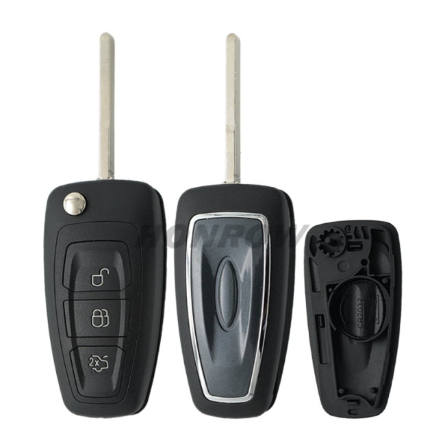 For Ford Focus 3 button flip remote key blank ( Black Color)