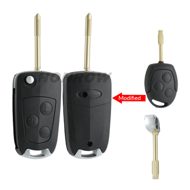 For Fo 3 button flip remote key blank