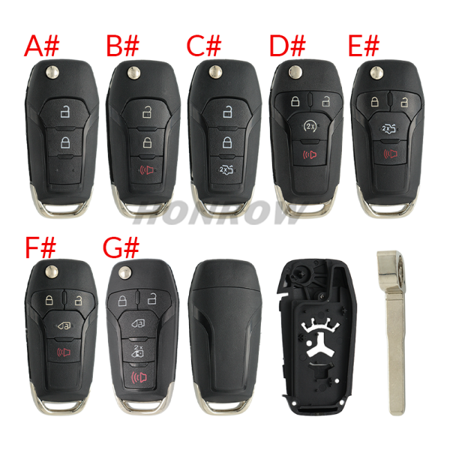 For Ford 2/2+1/3/3+1/4+1 button remote key shell, please choose the key type