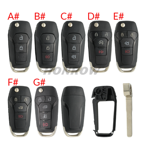 For Ford 2/2+1/3/3+1/4+1 button remote key shell ,the battery clamp on pcb board