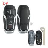 For Ford 3+1/4/4+1 button remote key shell with Hu101 blade