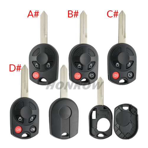 For Ford 2+1/3+1 button remote key blank(2 parts)