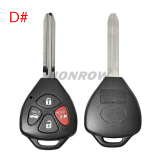 For high quality GTL Toyota 2/2+1/3/3+1 button remote key blank with TOY43 blade enhanced version