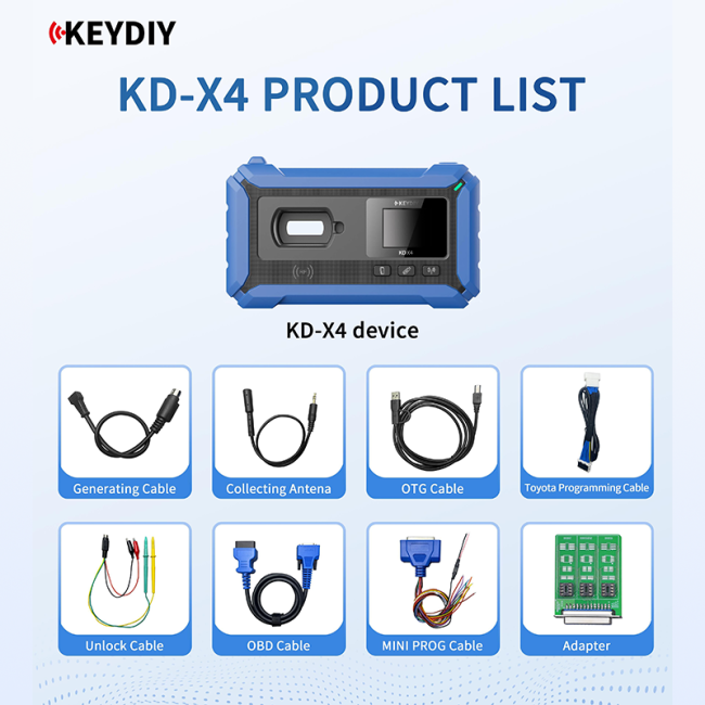 KEYDIY KD-X4 key programmer  KD-X4 supports detection,generating,copy,programming,matching. It can be operated alone pr connected to tablet,mobile phone or PC software. language:Arabic,Korean,German,Spanish,English,Chinese and other 19 languages