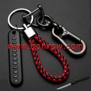 Anti-Lost Car Key Pendant Split Rings Keychain Phone Number Card Keyring Auto Vehicle Lobster Clasp Key Chain Car Accessories