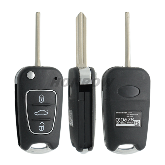 For Hyu  3 button flip remote key blank with Left Blade